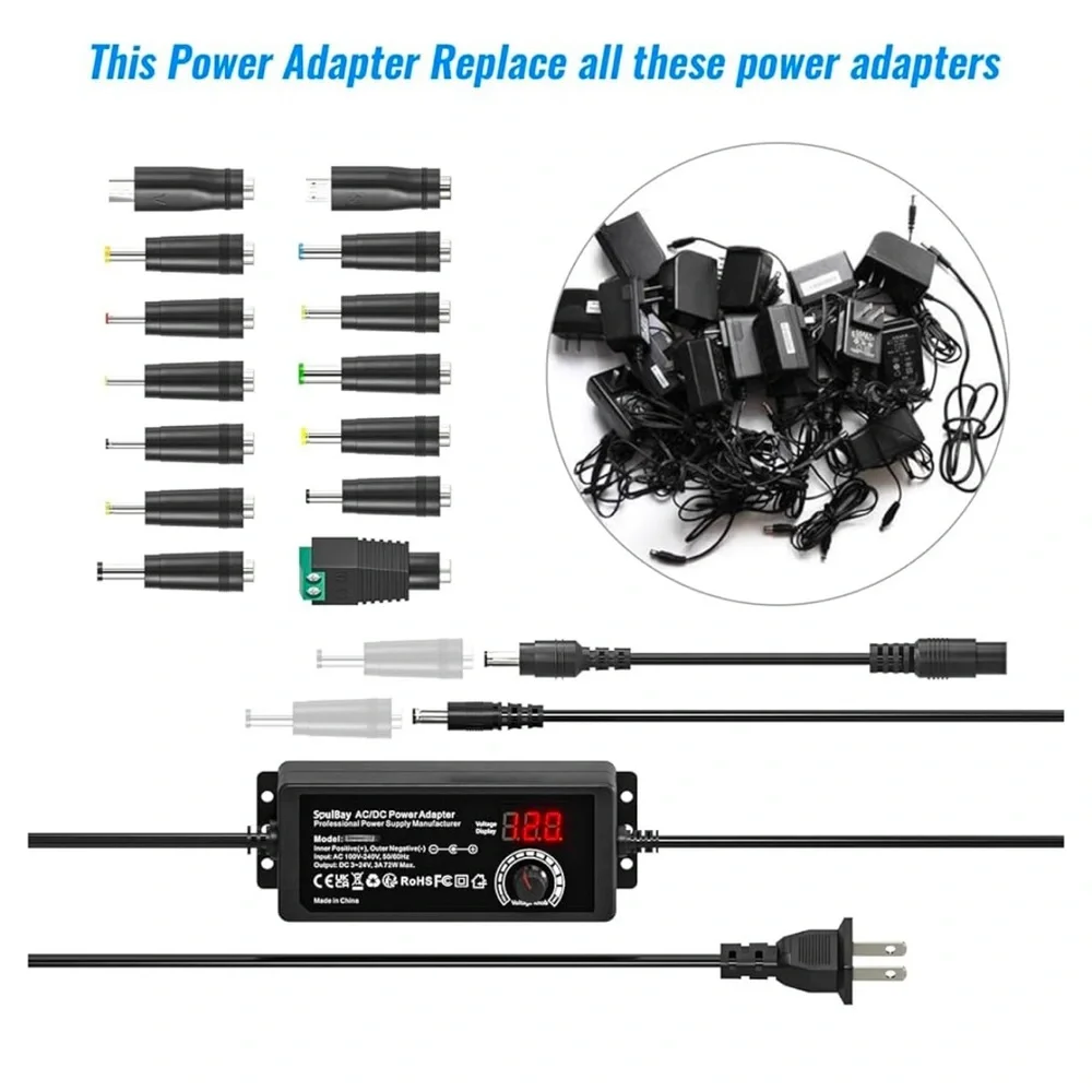 Universal Power Adapter with Multiple Tips - NWOT